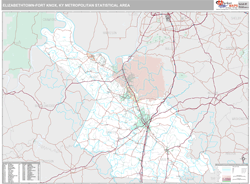 Elizabethtown-Fort Knox Metro Area Wall Map Premium Style 2024
